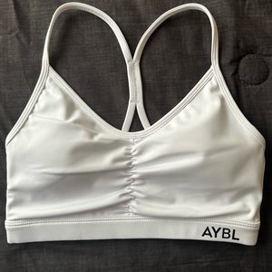 AYBL Essential Ruched Sports Bra in White XS
